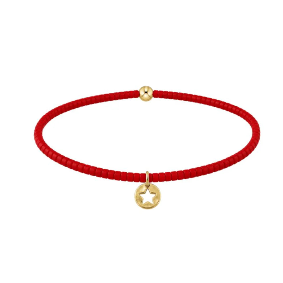 Enewton Hope Classic Bracelet - Bright Red - Star Small Gold Disc