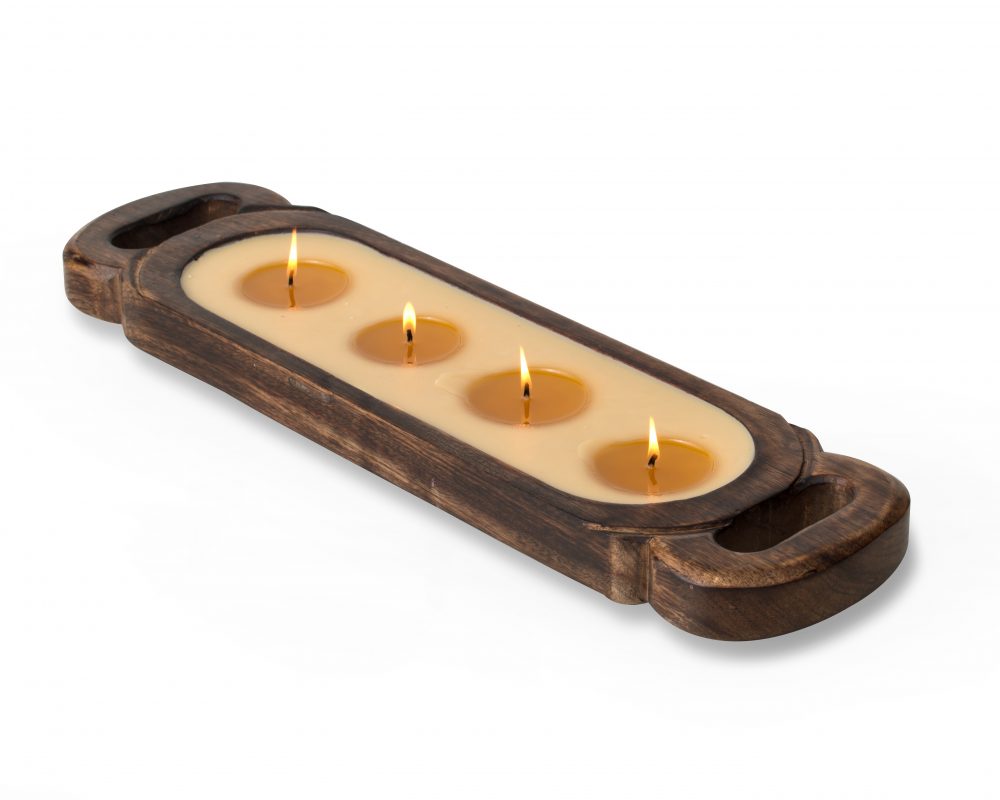 Wood candle tray Medium-40oz Tobacco Bark