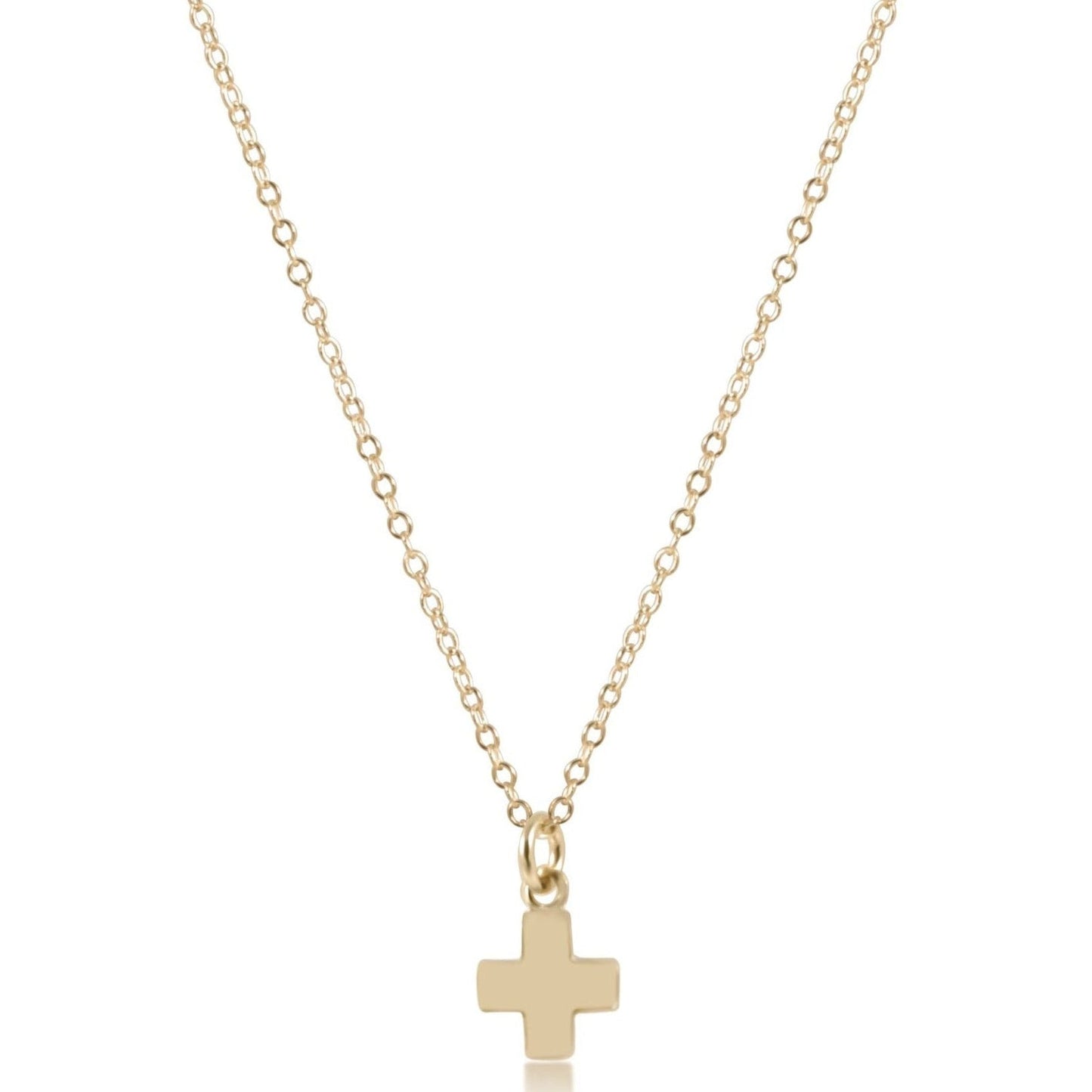 16" Necklace Gold - Signature Cross Small Gold Charm