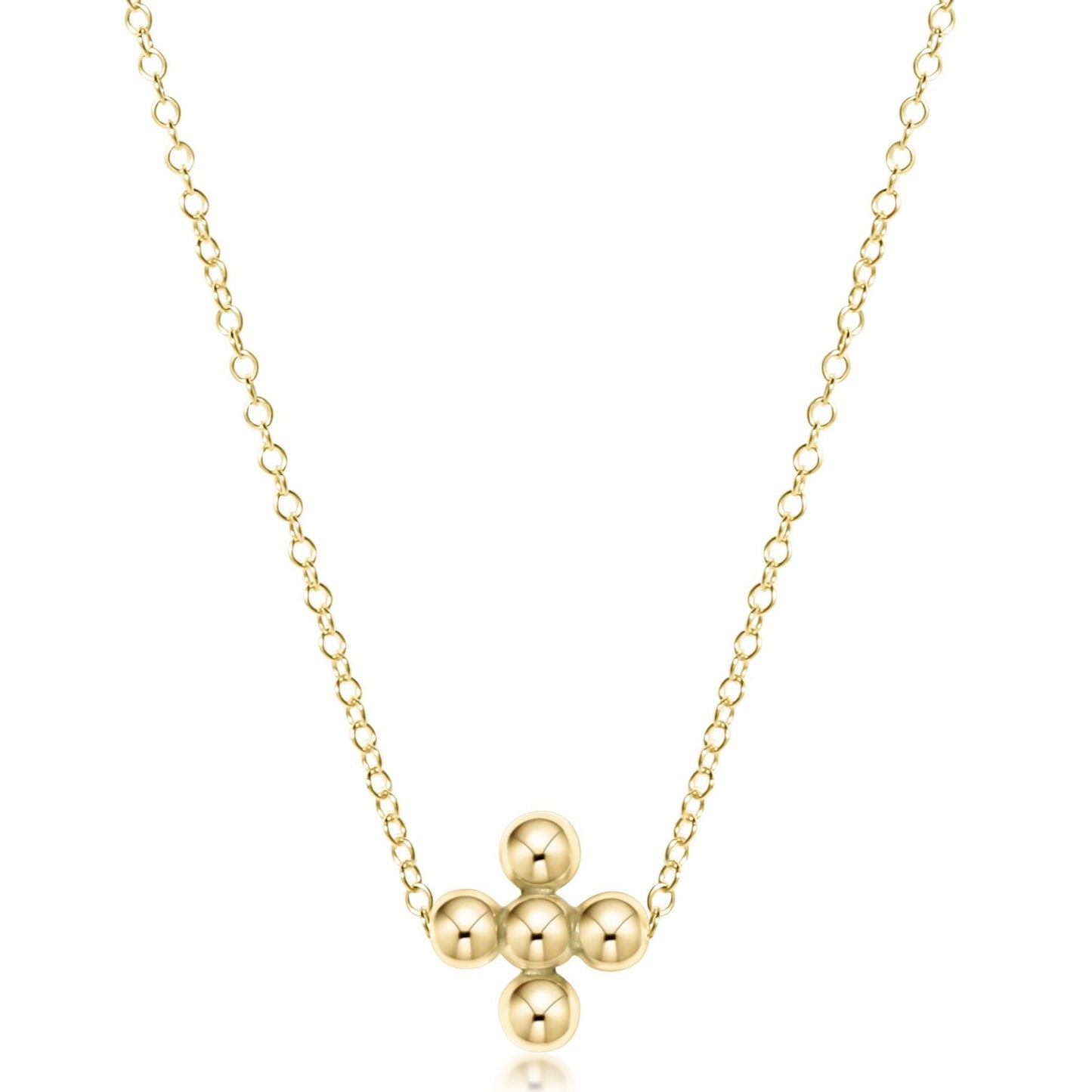 16" Necklace Gold - Signature Cross Beaded Gold 3mm