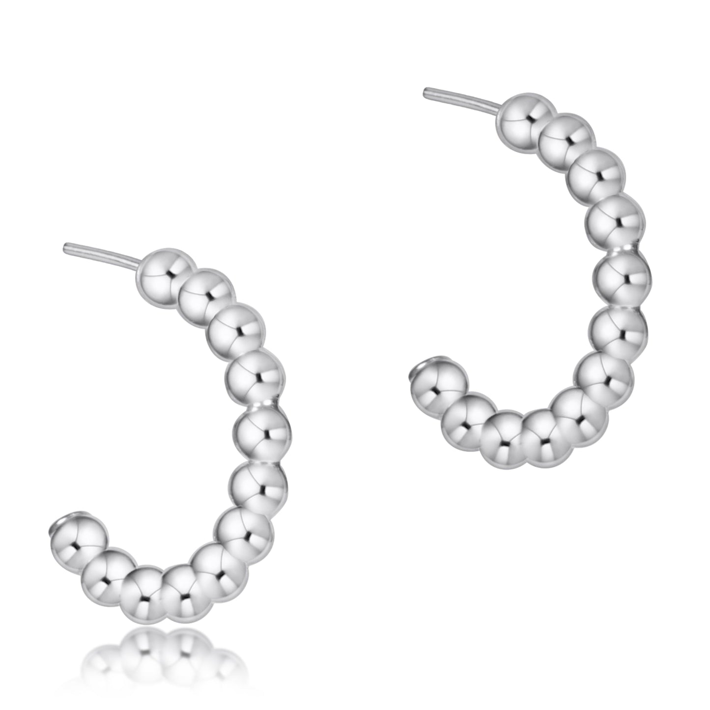 Beaded Classic 1" Post Hoop - 3mm Sterling