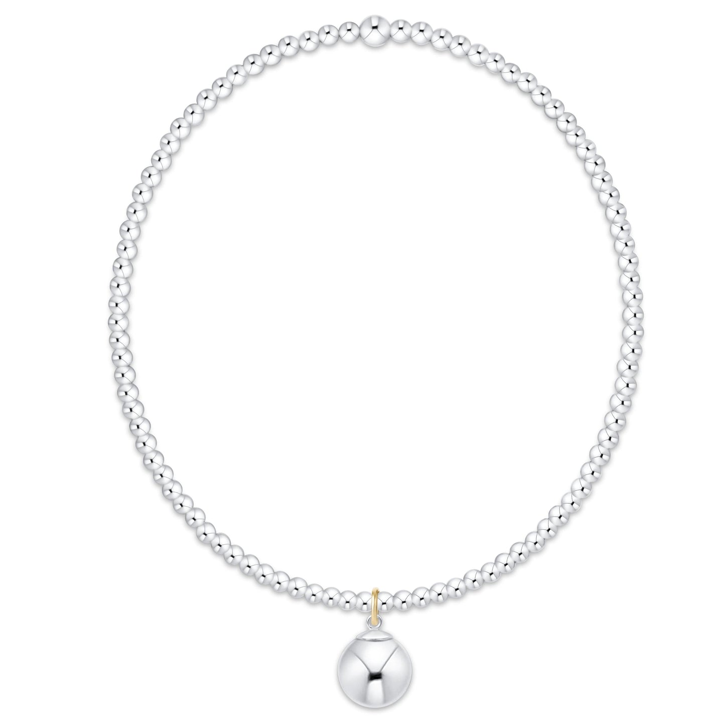 Classic Sterling 2mm Bracelet - Classic Sterling 8mm Charm