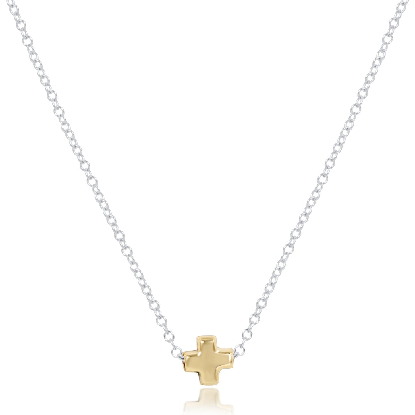 16" Necklace Mixed Metal - Signature Cross Small Gold