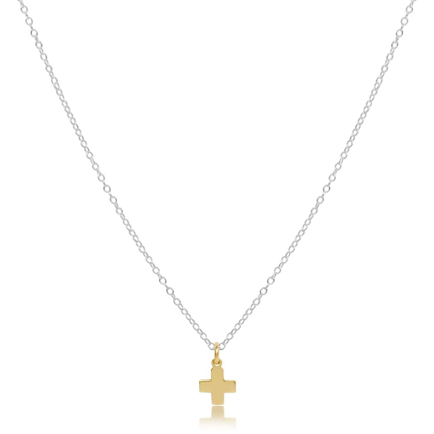 16" Necklace Mixed Metal - Signature Cross Gold Charm
