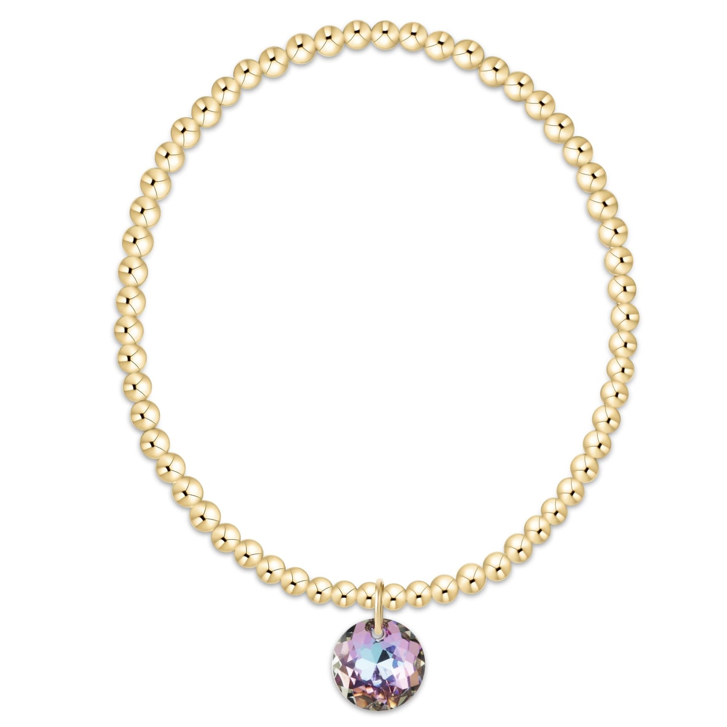 Classic Gold 3mm Bracelet - Reflection Charm - 06