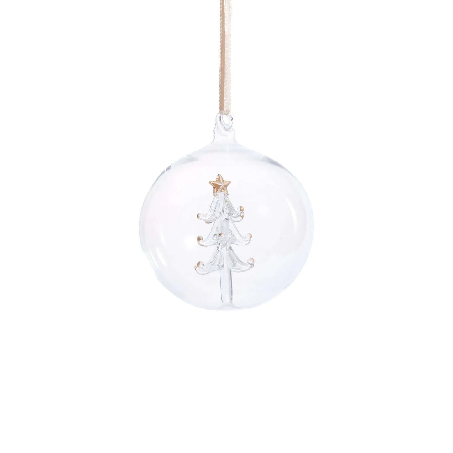 3.25" Clear Glass Ball Ornament w/Tree Inside