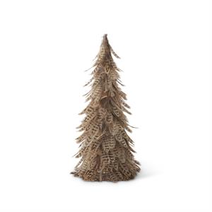 15.5 Inch Tan w/Dark Brown Stripes Feather Cone Tree