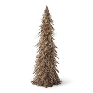 19.5 Inch Tan w/Dark Brown Stripes Feather Cone Tree