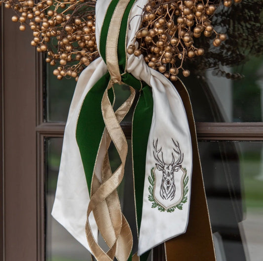 Holiday Stag Wreath Sash