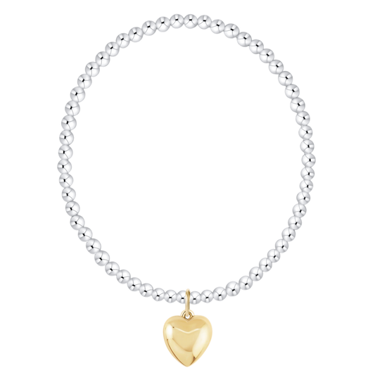 Classic Mixed Metal 3mm Bracelet - Love Plush Gold Charm