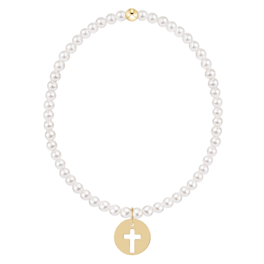 egirl Classic Pearl 3mm Bracelet - Blessed Gold Disc