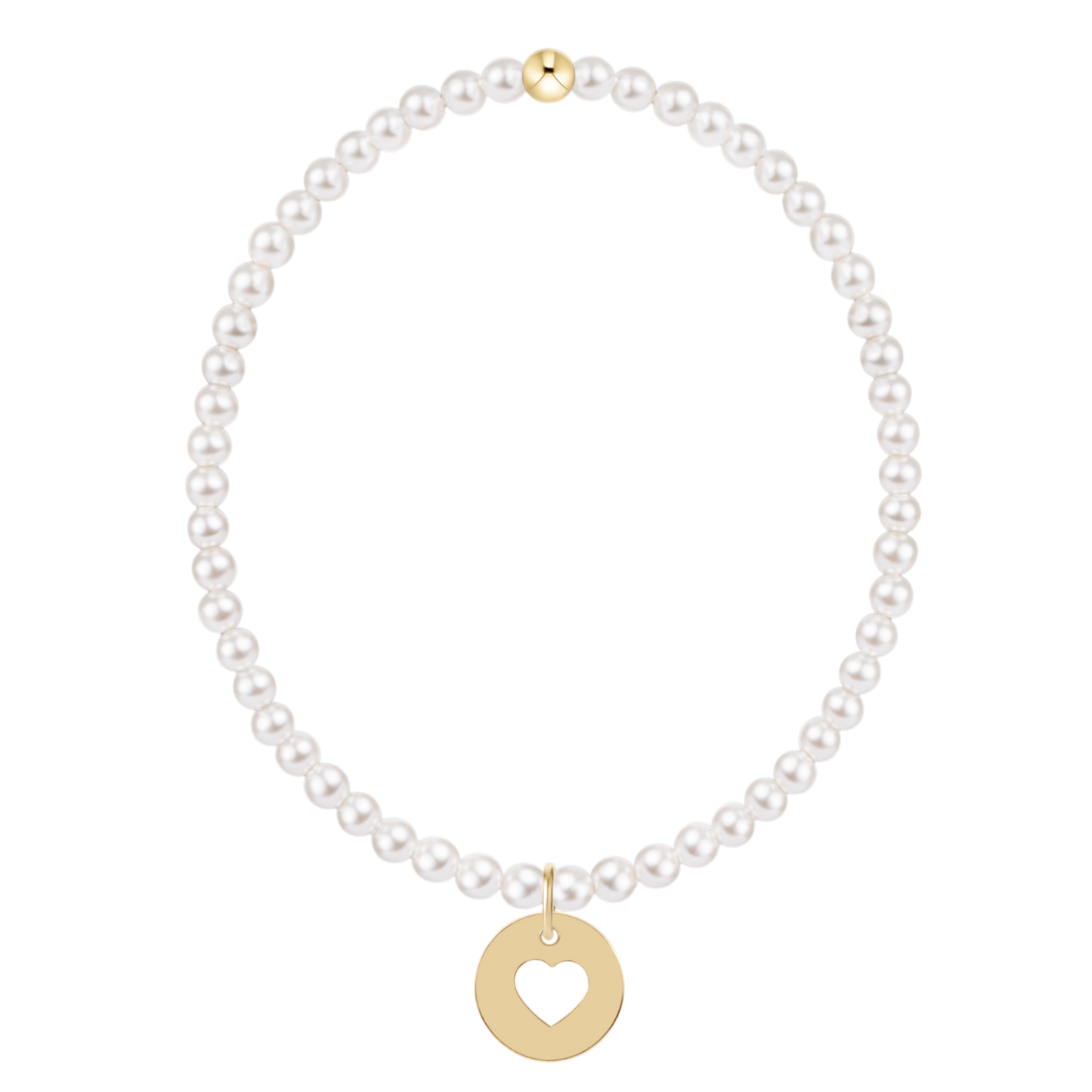 egirl Classic Pearl 3mm Bracelet - Love Gold Disc