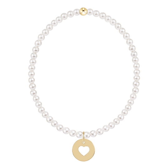 egirl Classic Pearl 3mm Bracelet - Love Gold Disc