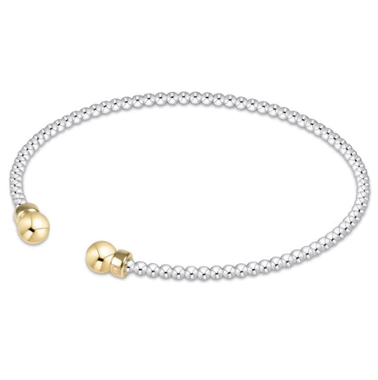 Classic Mixed Metal 2mm Bead Cuff - Gold