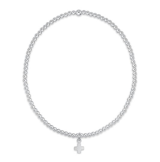 Classic Sterling 2mm Bracelet - Signature Cross Small Sterling Charm