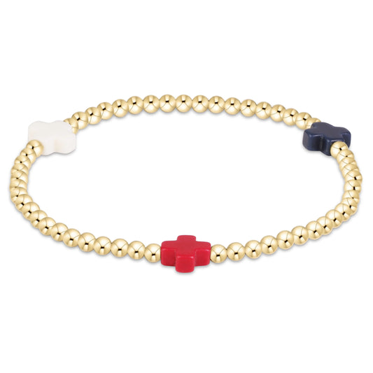 signature cross 3mm gold bracelet - firecracker