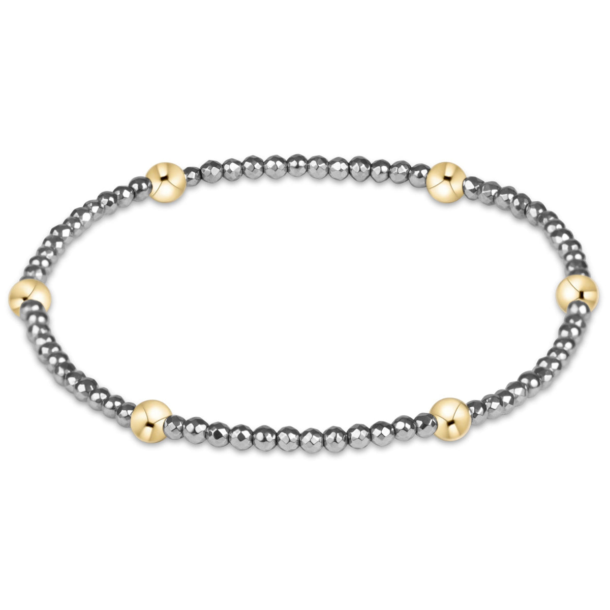 Presence Silver Faceted Hematite 2mm Bracelet