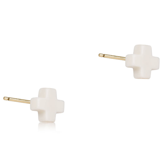 Signature Cross Small Studs - Off-White