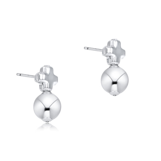 Signature Cross Small Sterling Studs - Classic Sterling