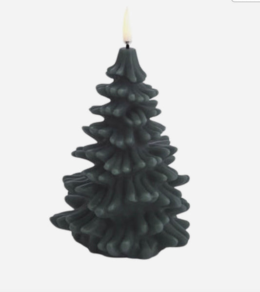 LED candle Christmas tree, Pine green, Smooth, 2.5 x 4.7”