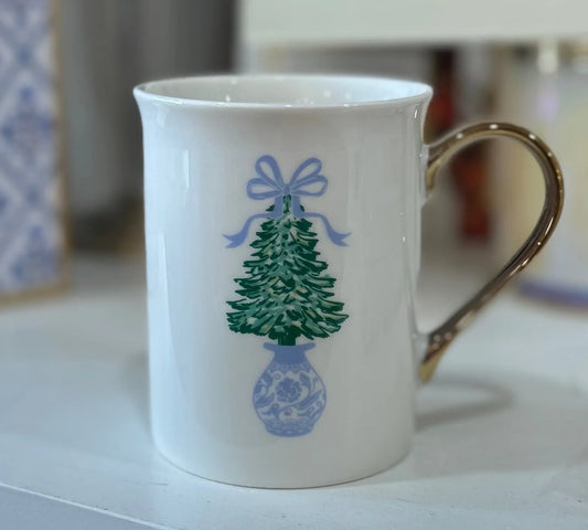 Gold Handle Mug Winter Pines