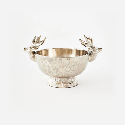 Reindeer Deer Bowl, Metal 9.5”