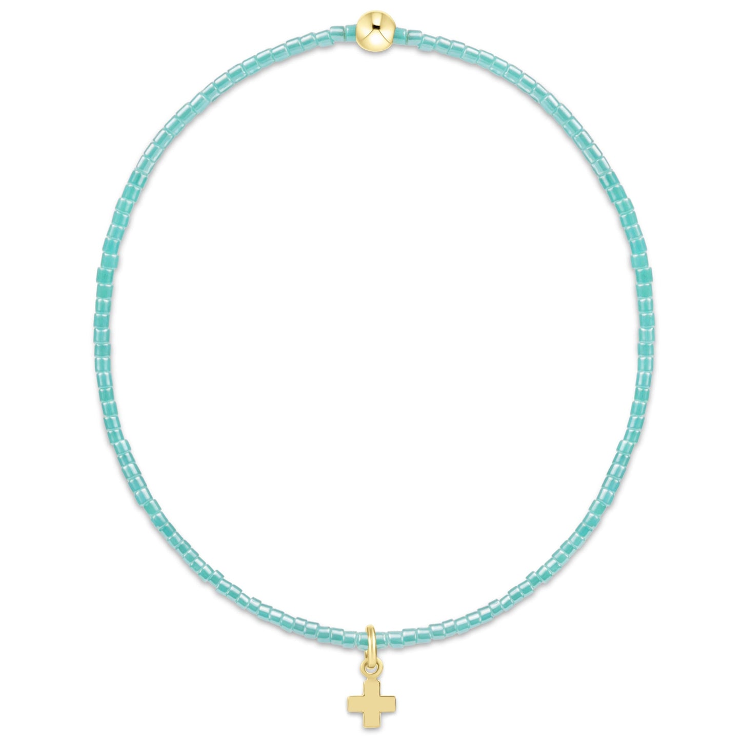 Hope Classic Sea Glass Bracelet - Signature Cross Small Gold Charm