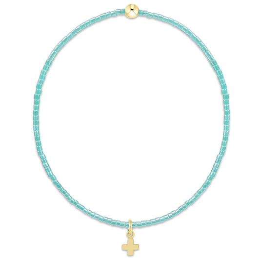 Hope Classic Sea Glass Bracelet - Signature Cross Small Gold Charm