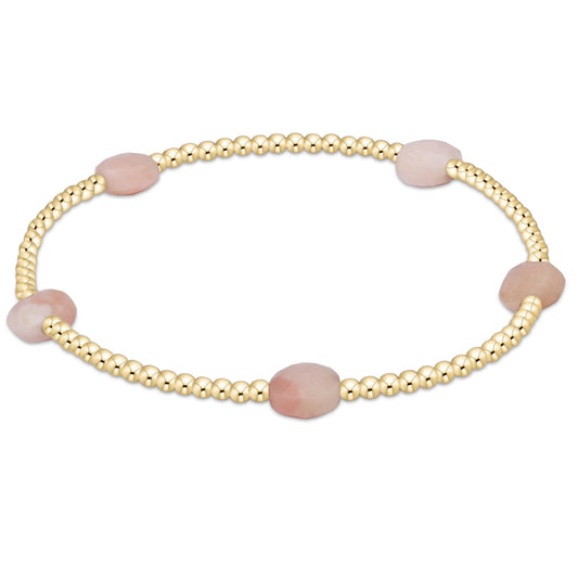 Admire Small Gem 2mm Gold Bracelet- Pink Opal