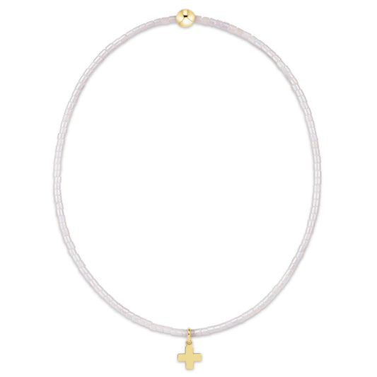 Hope Classic Silky White Bracelet - Signature Cross Small Gold Charm
