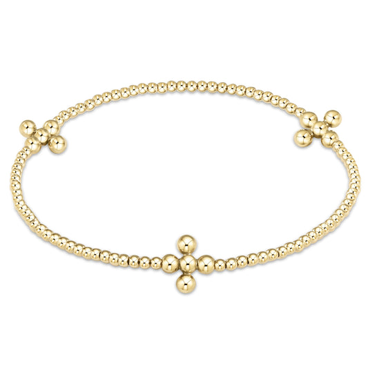 Beaded 3mm Gold Signature Cross 2mm Gold Bracelet