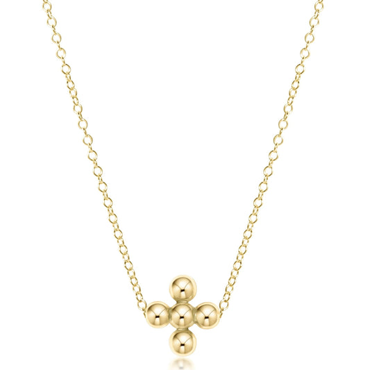 16" Necklace Gold - Signature Cross Beaded Gold 3mm