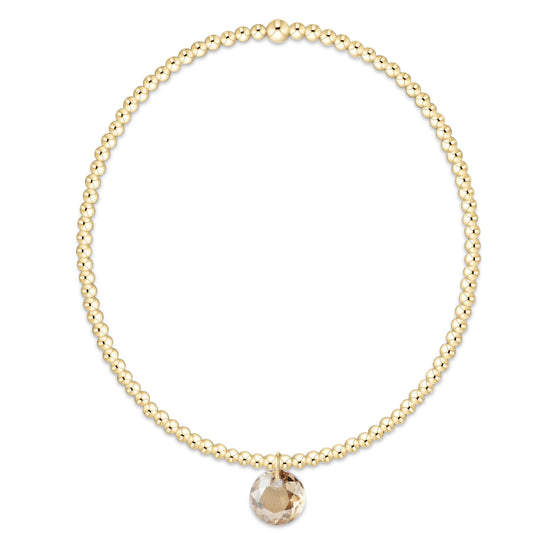 Classic Gold 2mm Bracelet - Reflection Small Charm - 11