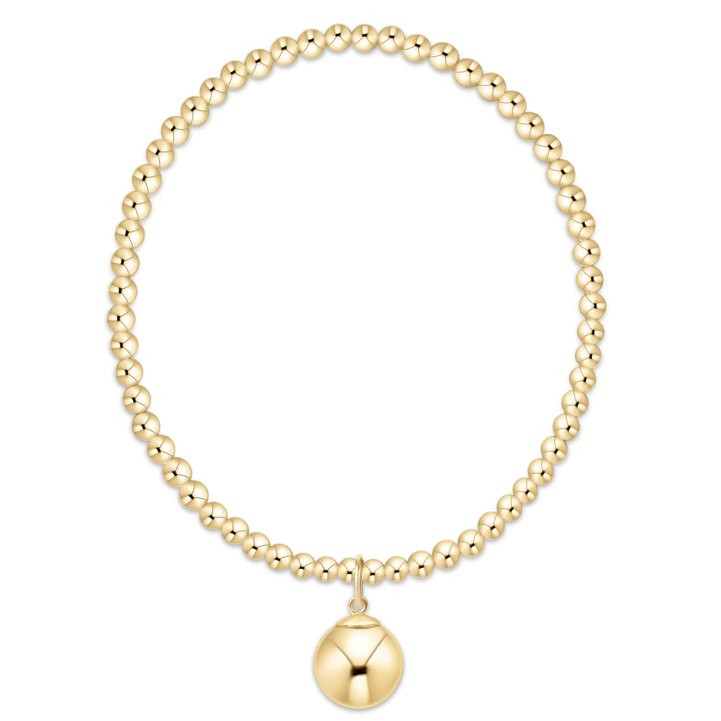 Classic Gold 3mm Bracelet - Classic Gold 10mm Charm