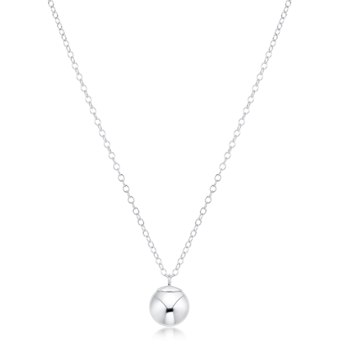 16" Necklace Sterling - Classic Sterling 8mm Charm