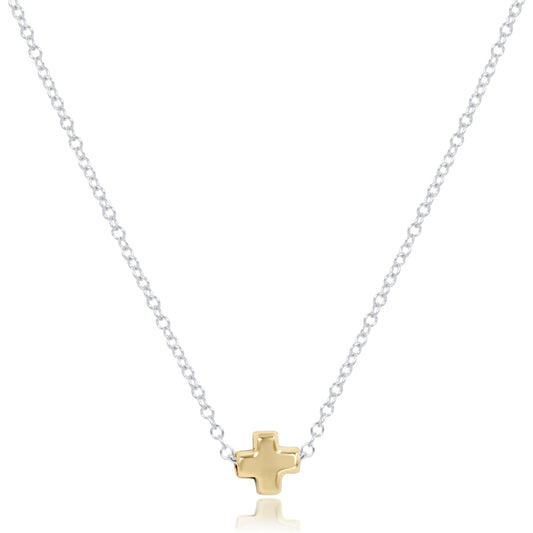16" Necklace Mixed Metal - Signature Cross Small Gold