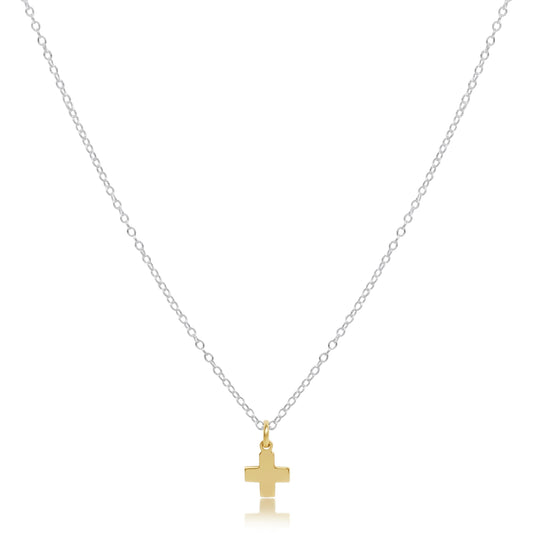 16" Necklace Mixed Metal - Signature Cross Gold Charm