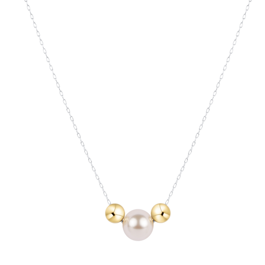 16" Necklace Mixed Metal - Purpose Gold Pearl