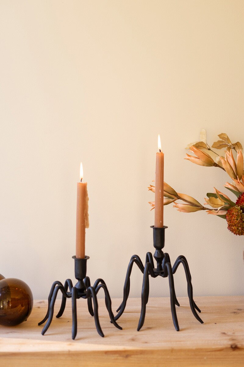 Set/2 Cast Iron Spider Taper Candle Hldr