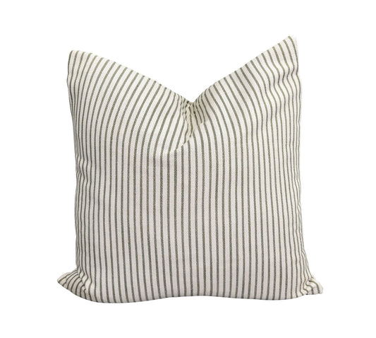 Accent Pillow in Wearing Stripes Olive Jute
