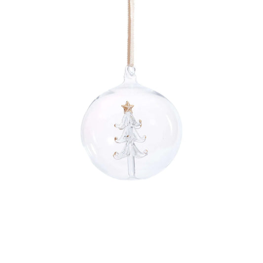 3.25" Clear Glass Ball Ornament w/Tree Inside