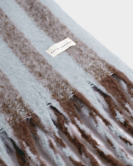Recycled Striped Tassel Scarf